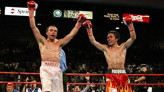 Marquez and Pacquio celebrate their draw